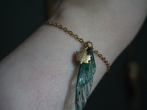 Bracelet - emerald, maple leaf