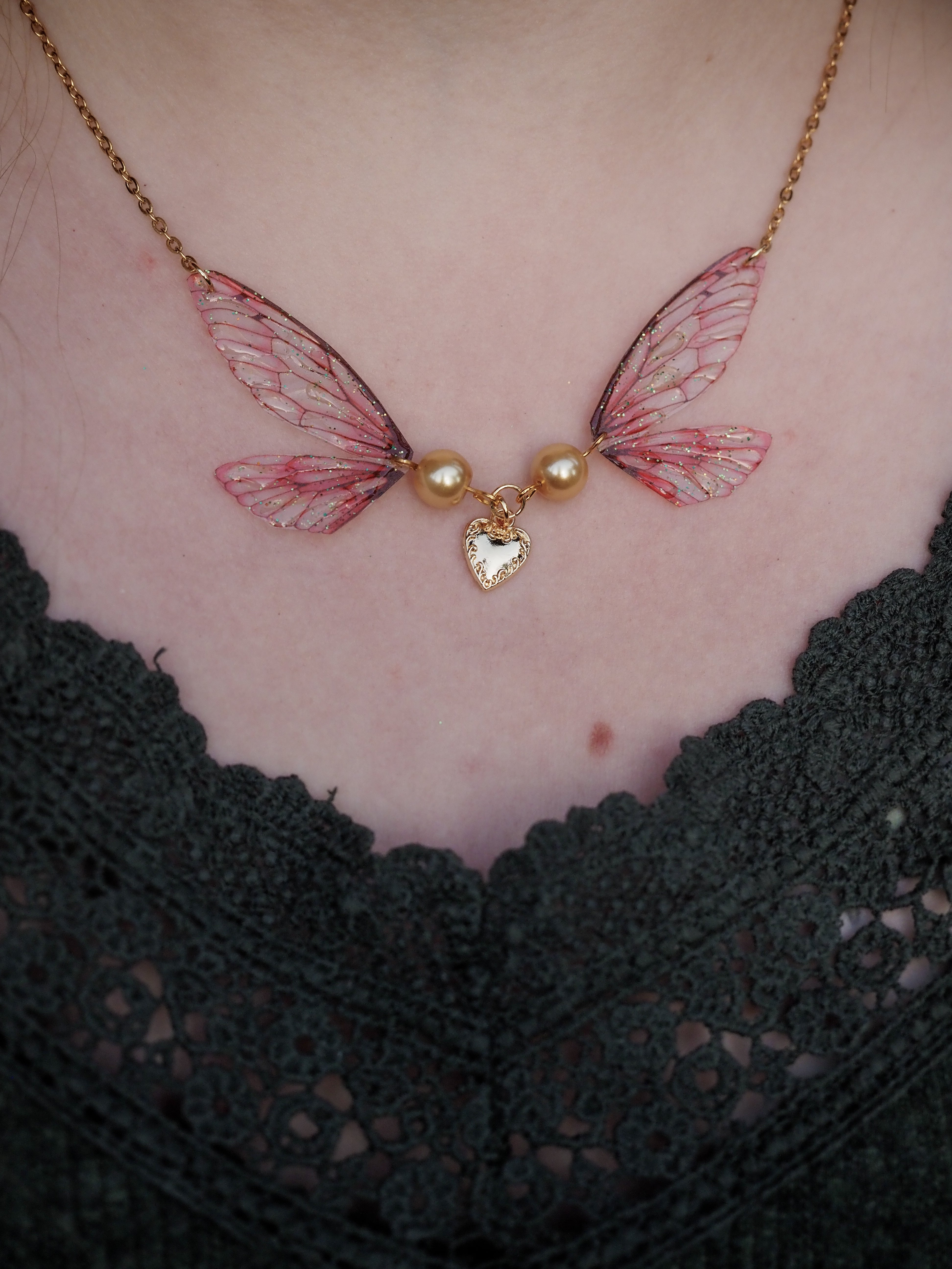 Enchanting necklace - pink, heart