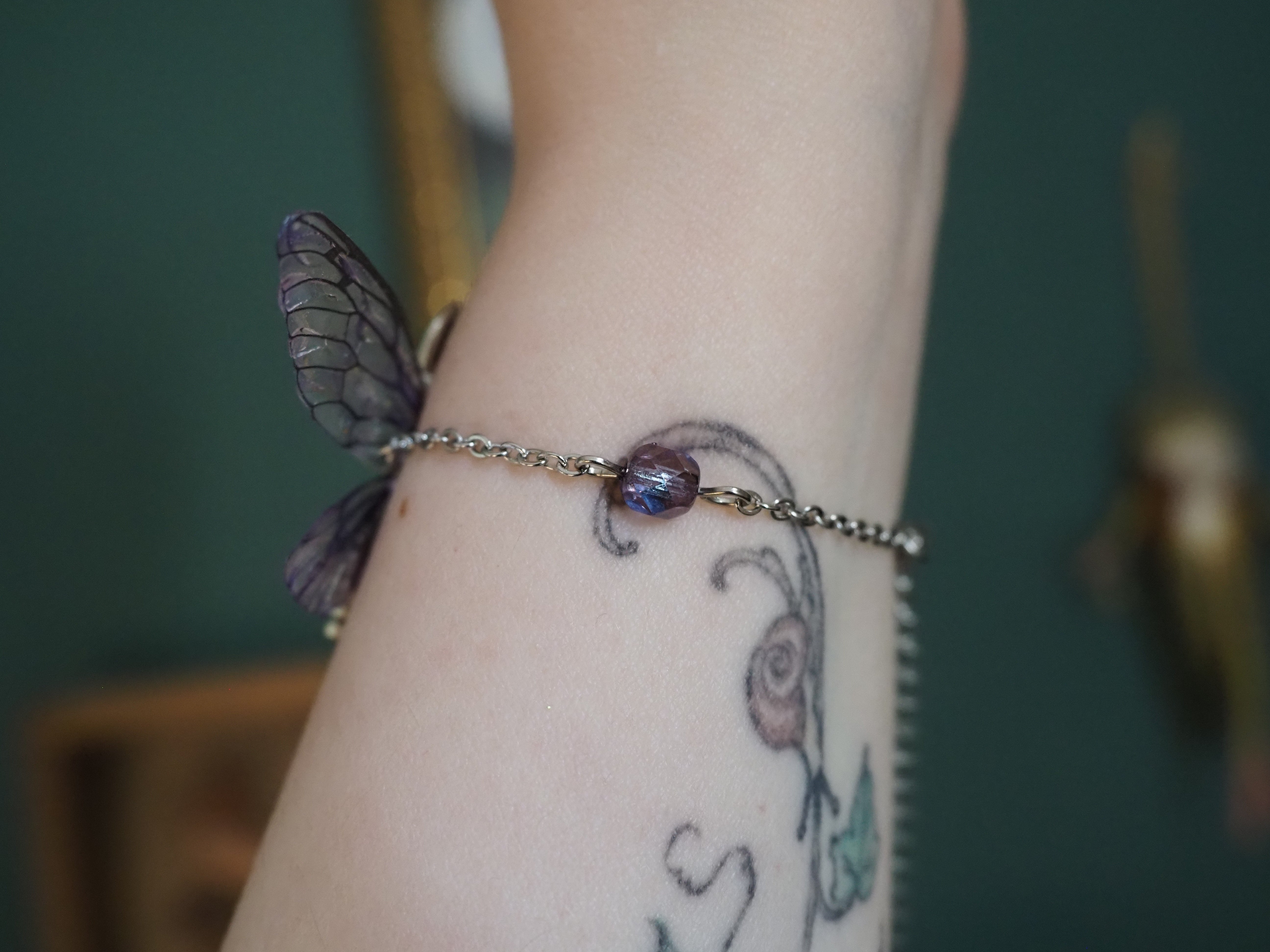 Flying Key Bracelet - purple, silver
