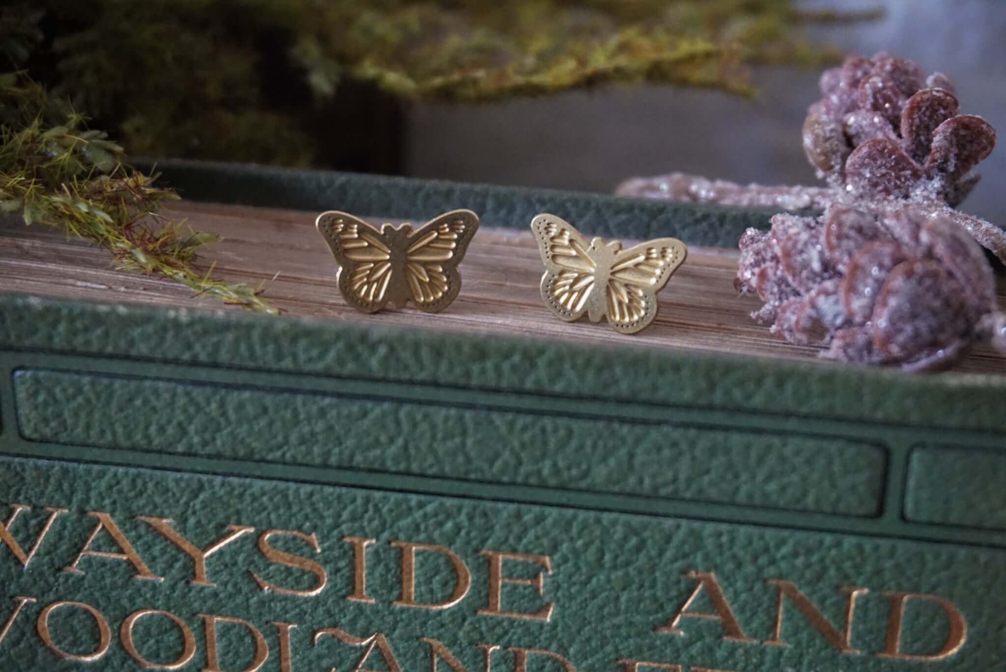 Golden cottagecore butterfly earrings