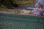 Load image into Gallery viewer, Golden cottagecore butterfly earrings
