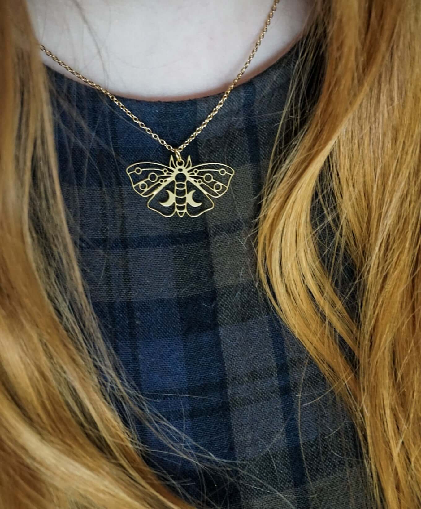 Golden Moth and Star necklace