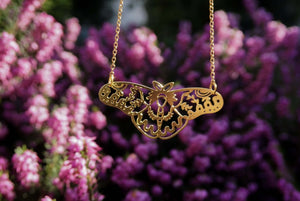 Golden Moth and Leaves necklace