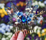 Load image into Gallery viewer, OOAK Purple glass flower hair comb

