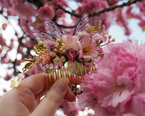 OOAK Cherry blossom hair comb
