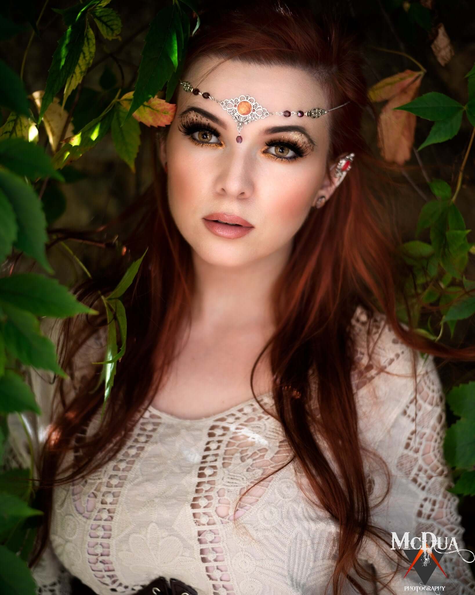 model wearing elf ears