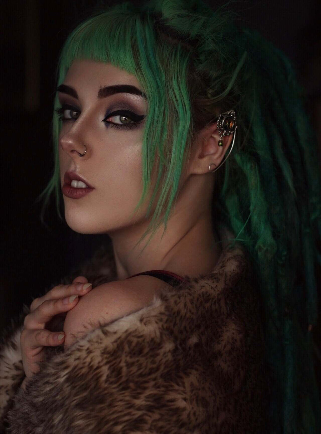 model wearing elf ears