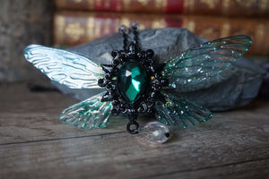 Whimsical Faerie necklace dark green