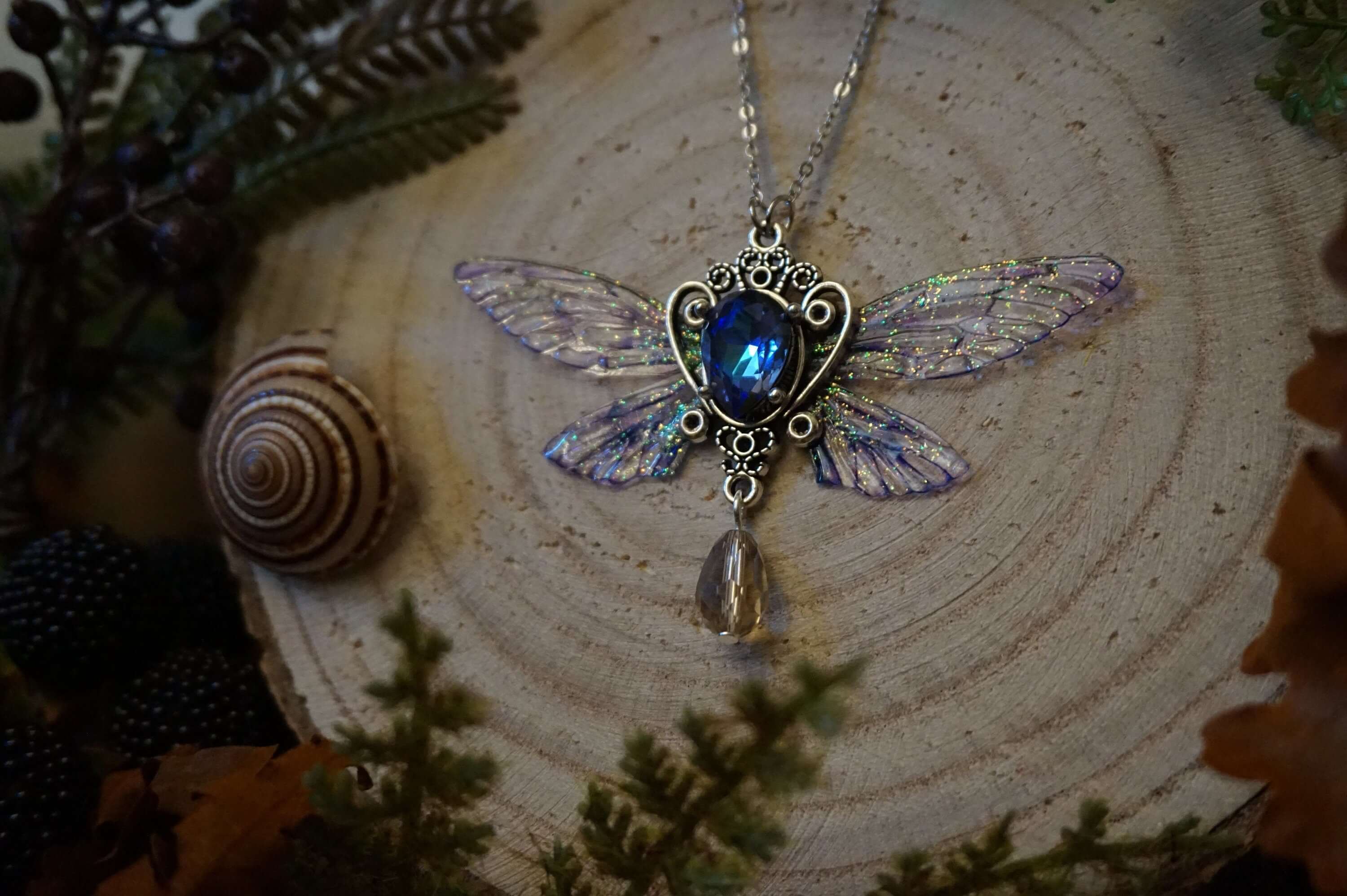 Whimsical Pixie necklace "Dark Crystal"
