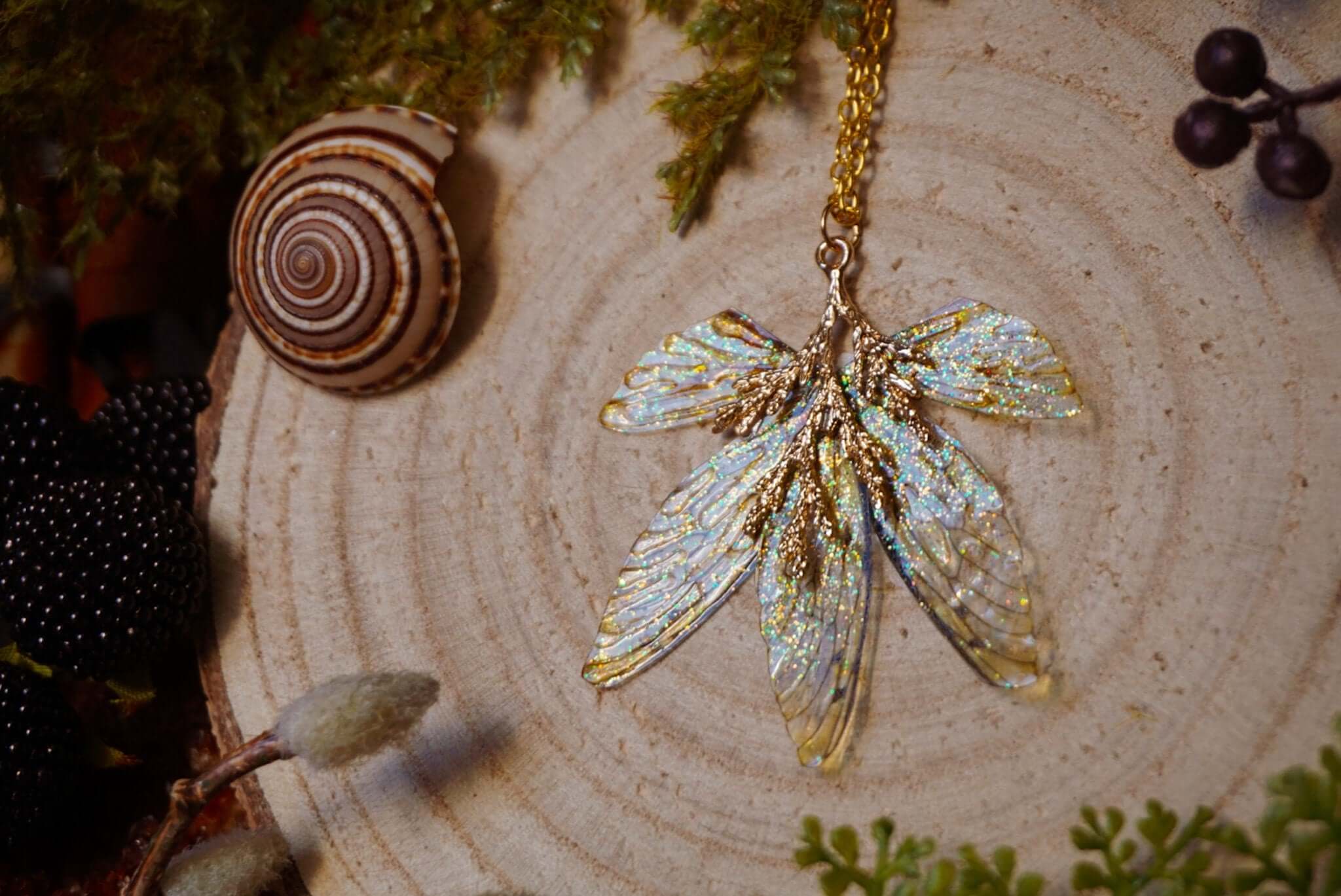 Branch Forest Sprite necklace - golden gloaming
