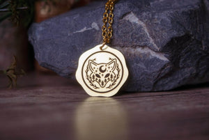 Necklace Fox and Moon - gold/ silver
