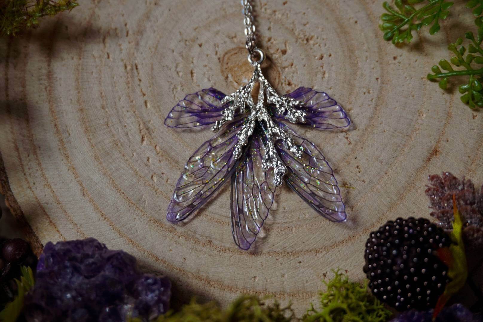 Branch Forest Sprite necklace - purple silver