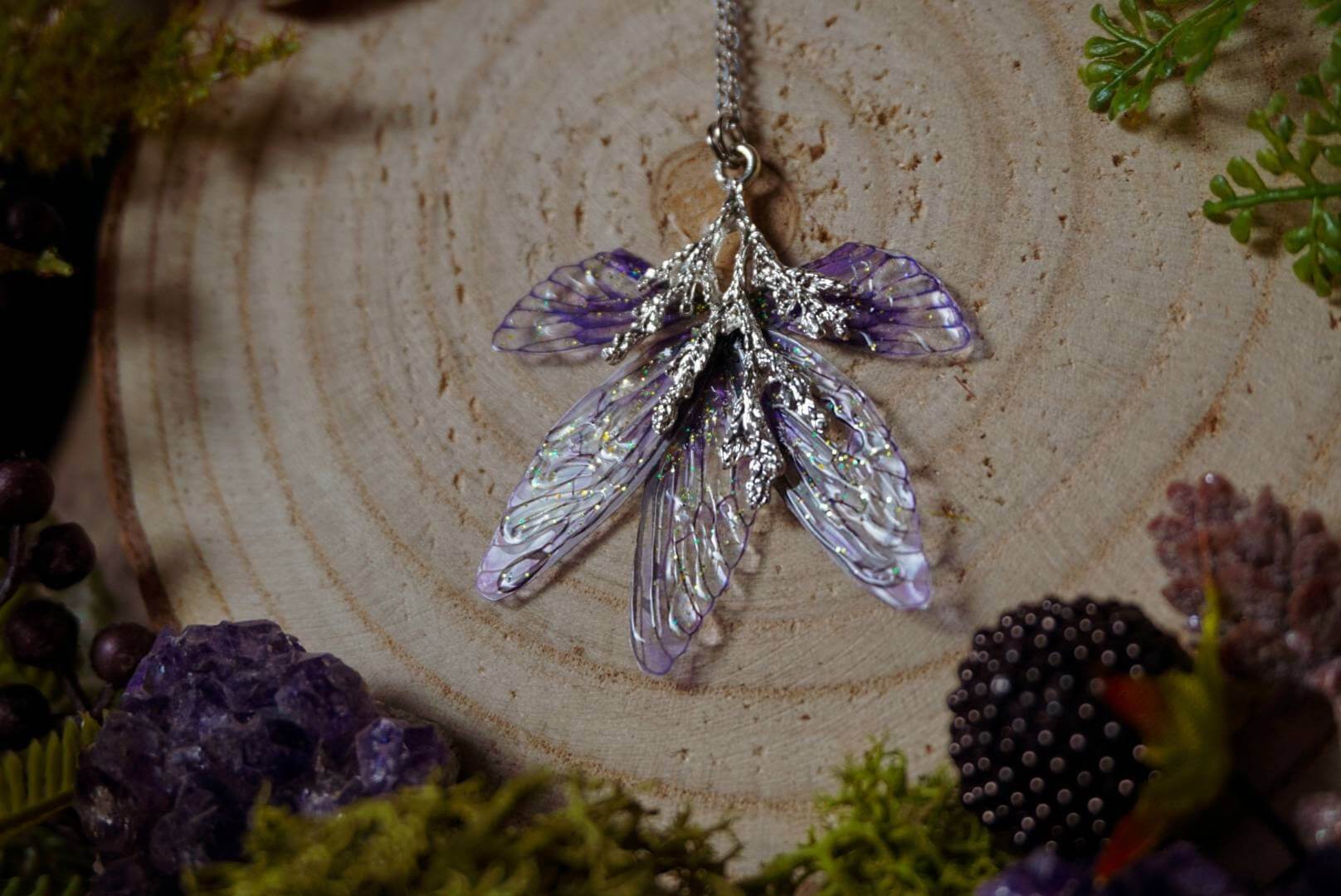 Branch Forest Sprite necklace - purple silver