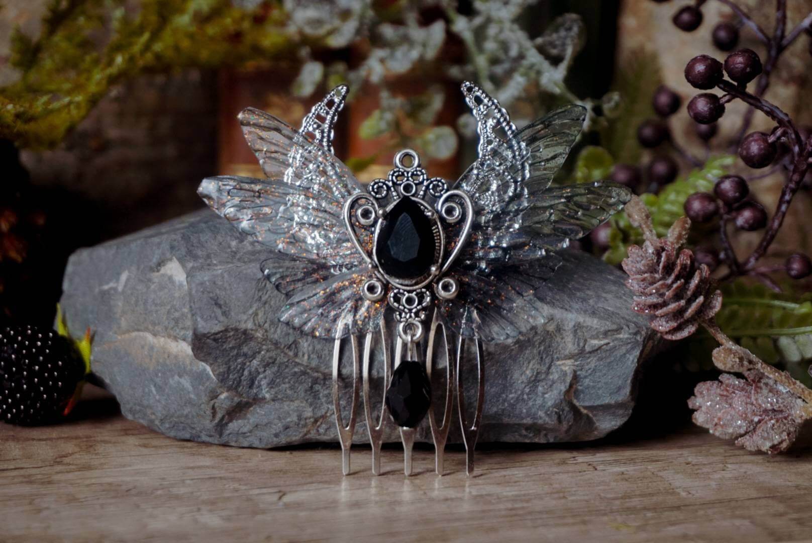 Hair Comb with a moon ornament attached