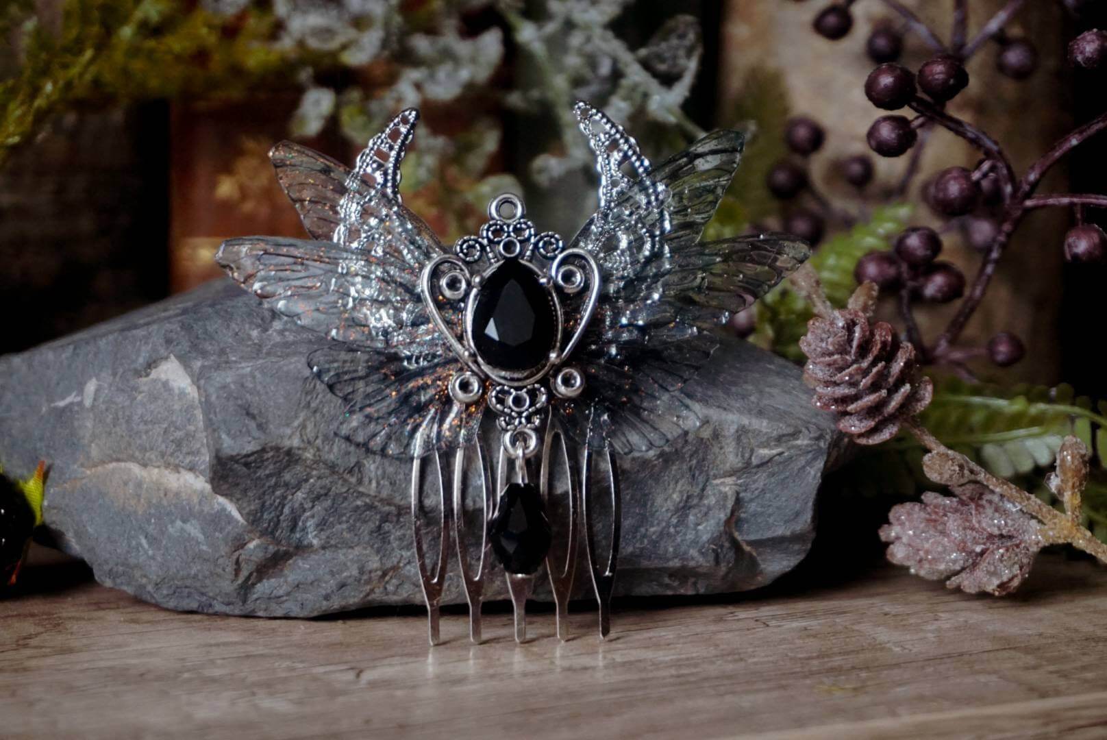 Hair Comb with a moon ornament attached