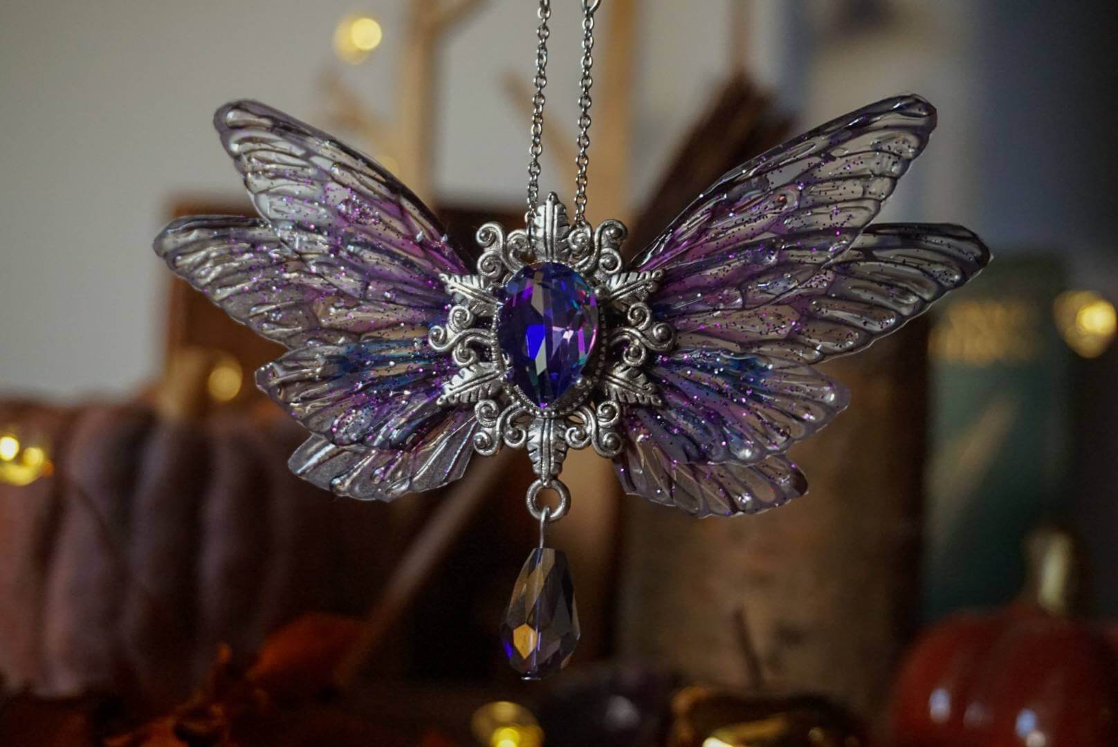 Whimsical Faerie necklace - spooky wings
