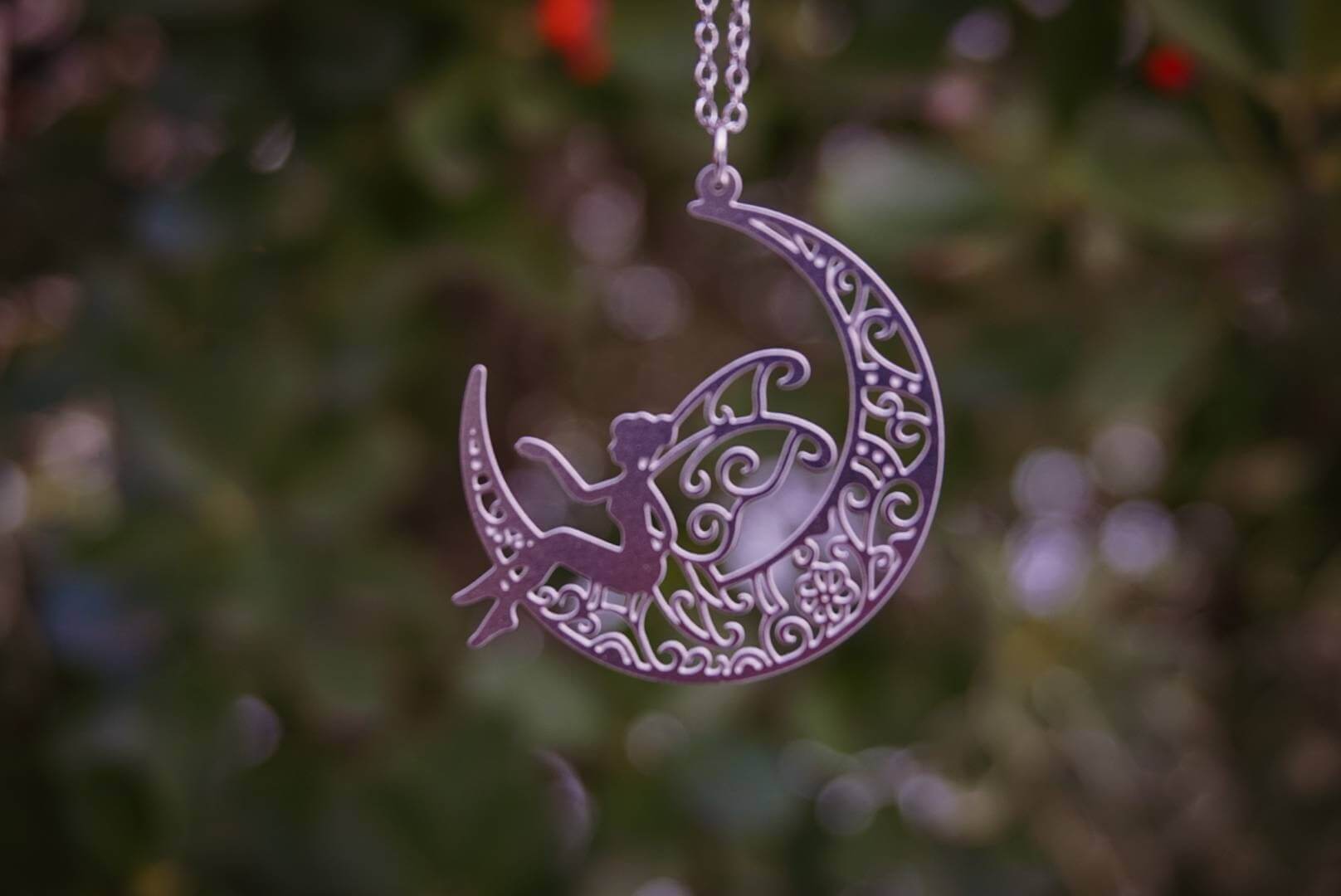 Fairy Moon Necklace - gold/silver