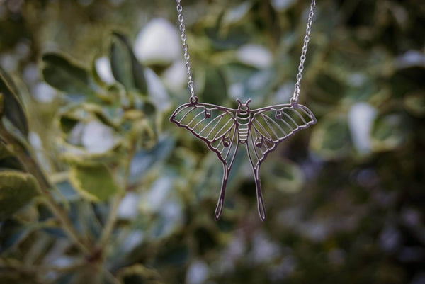 925 Sterling Silver Luna Moth Necklace, Whimsigoth Jewelry Pendant,  Butterfly Charm 4150 - Etsy