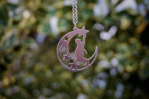 Cat Moon Stardust necklace - gold/ silver